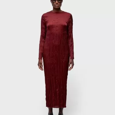 Vestido Longo Wrinkled Satin Double Face Osklen