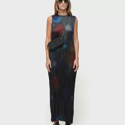 Vestido Wrinkled Satin Rose Blur Double Face Osklen