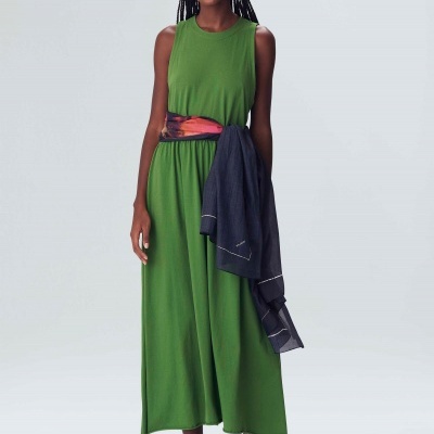 Vestido Midi Sleeveless Franzido