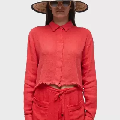 Camisa cropped linho reciclado