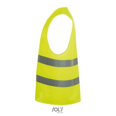 Colete refletor amarelo fluorescente com faixas refletoras cinza