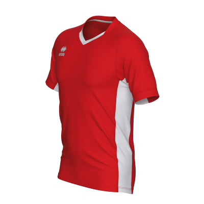 T-shirt desportiva vermelha e branca com logótipo errea