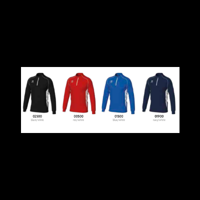 Quatro casacos esportivos de manga comprida em quatro cores com zíper e detalhes brancos