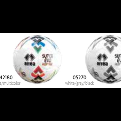 Dois balões de futebol Errea Super Evo branco com padrões multicolor e cinza