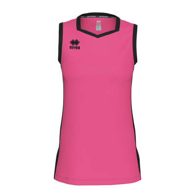 Camisola desportiva rosa sem mangas com detalhes pretos