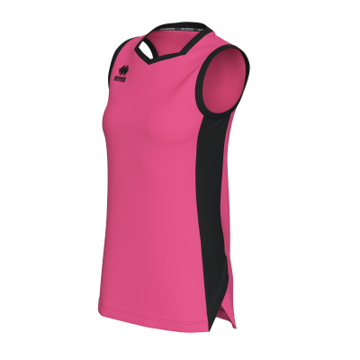 Top desportivo rosa com detalhes pretos e logótipo ERREA