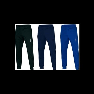 Três calças de treino em preto, azul escuro e azul royal com logo OVERSIZE à esquerda.