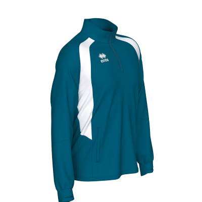 Camisa desportiva azul com detalhes brancos e logótipo errea