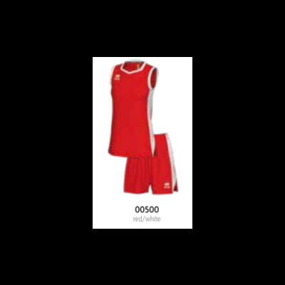 Conjunto de camisola e calções de desporto vermelho com detalhes brancos