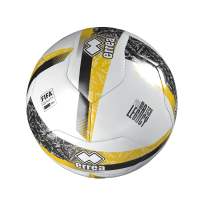 Bola de futebol branca com padrões pretos e amarelos