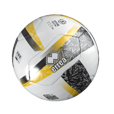 Bola de futebol branca com detalhes amarelos e pretos