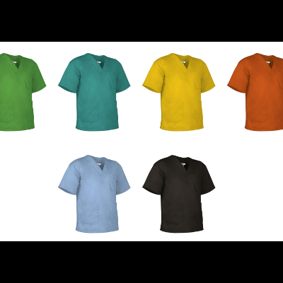 Conjunto de oito t-shirts de manga curta e gola V em várias cores