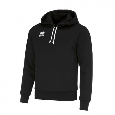 Sweatshirt preta com capuz e cordões brancos, logo branco errea no peito