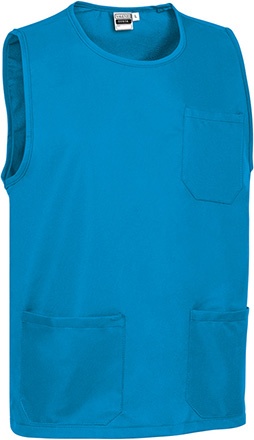 Camisola azul sem mangas com três bolsos frontais