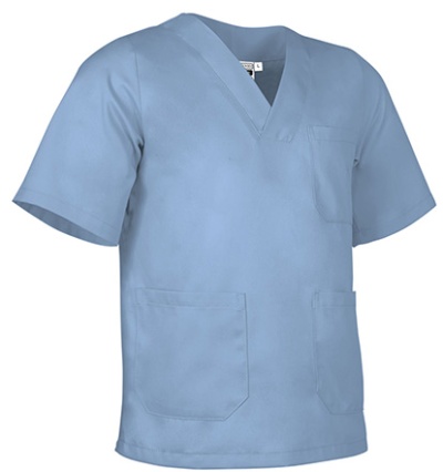 Camisola médica azul clara de manga curta com bolsos