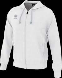 Casaco branco com capuz e fecho de correr com logo da marca