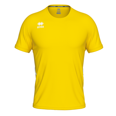 T-shirt desportiva amarela com logótipo errea branco