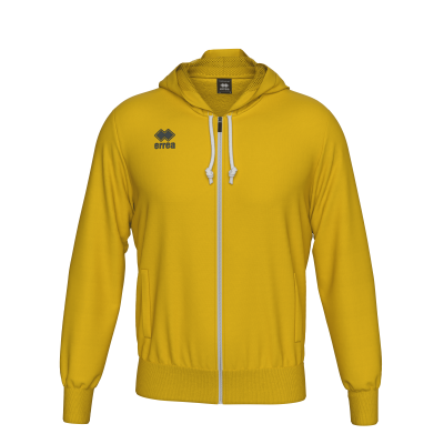 Casaco desportivo amarelo com capuz e zipper branco