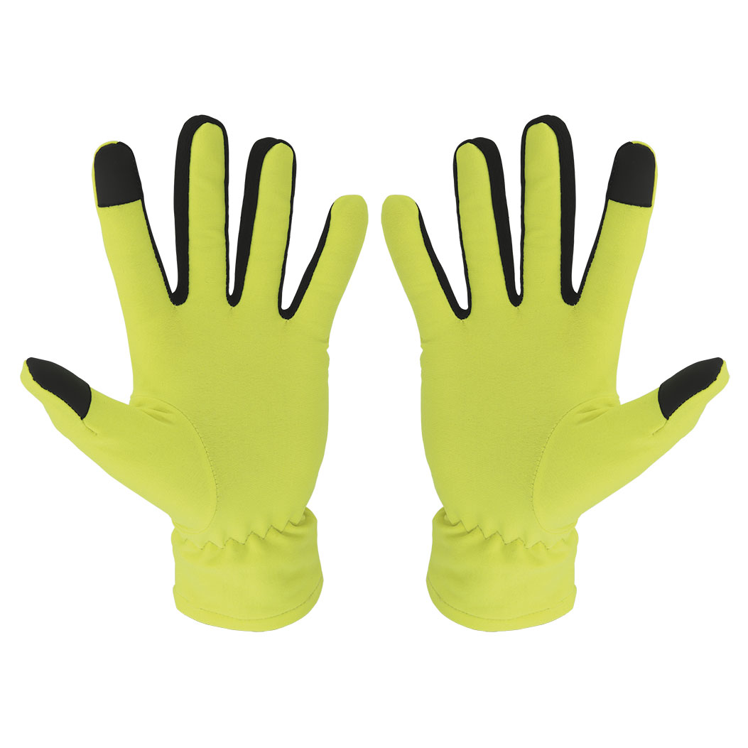Luvas amarelo neon com ponta dos dedos pretas