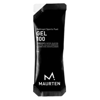 Pacote de gel desportivo preto com texto branco MAURTEN