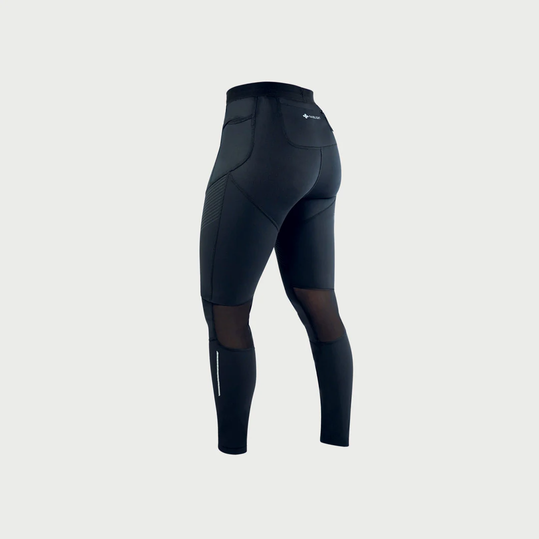 Leggings desportivas pretas com inserções transparentes nas pernas