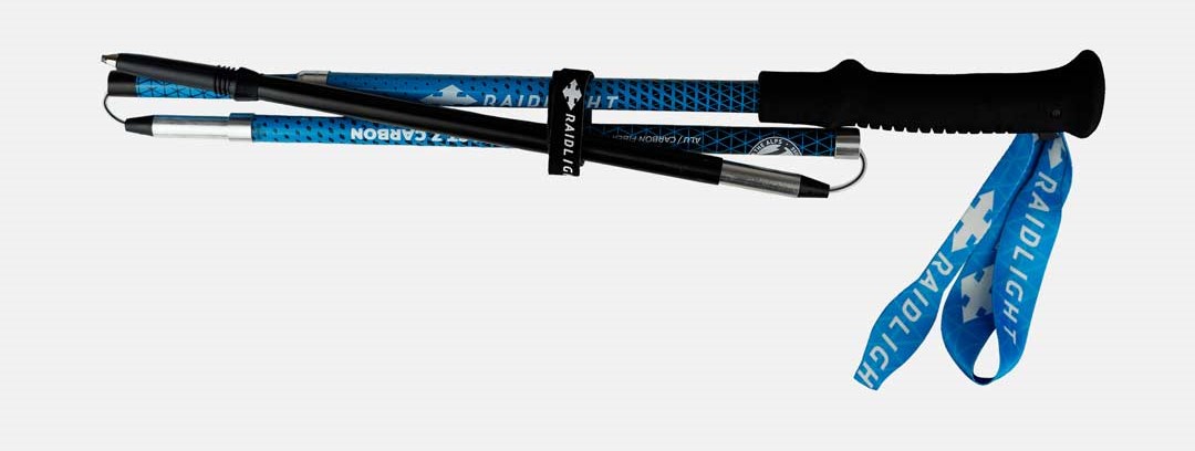 Bengala dobrável azul com punho preto e tira azul com texto 'MAIDLIGHT'