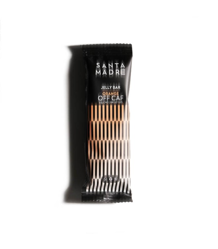 Barra de geleia Santa Madre em embalagem preta com detalhes laranja e bege