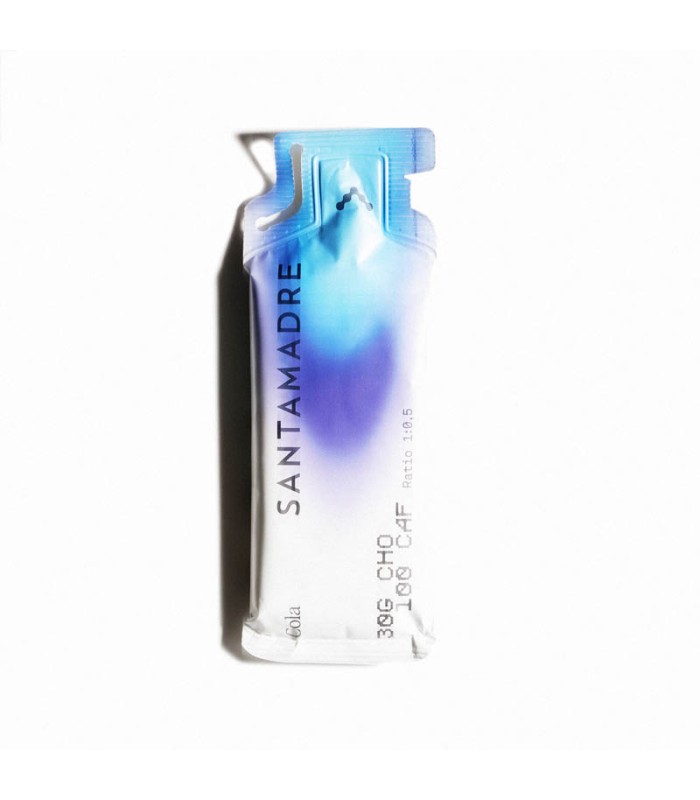 Barra de chocolate SANTAMADRE com embalagem branca e azul