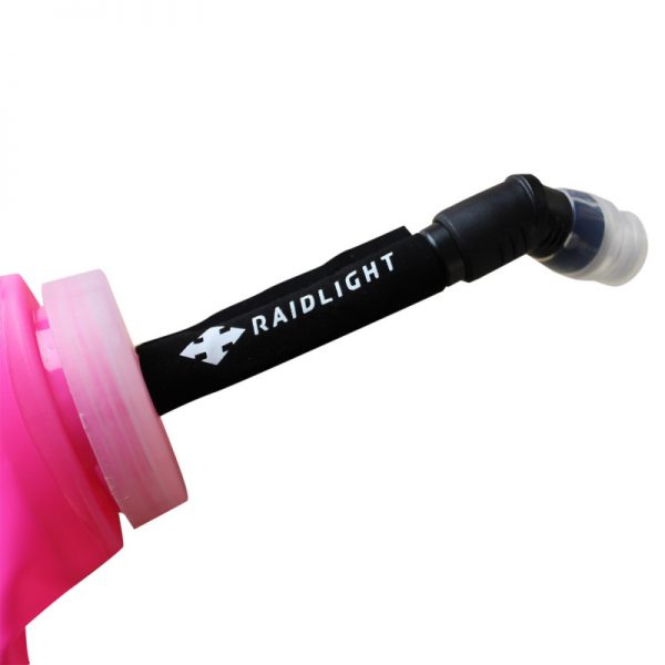 Frasco rosa com mangueira preta e bocal transparente