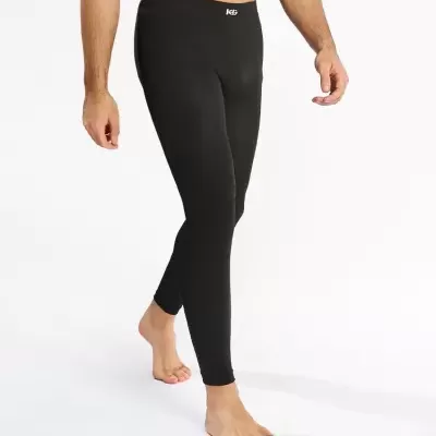 Leggings térmicas pretas de homem com logótipo branco na cintura