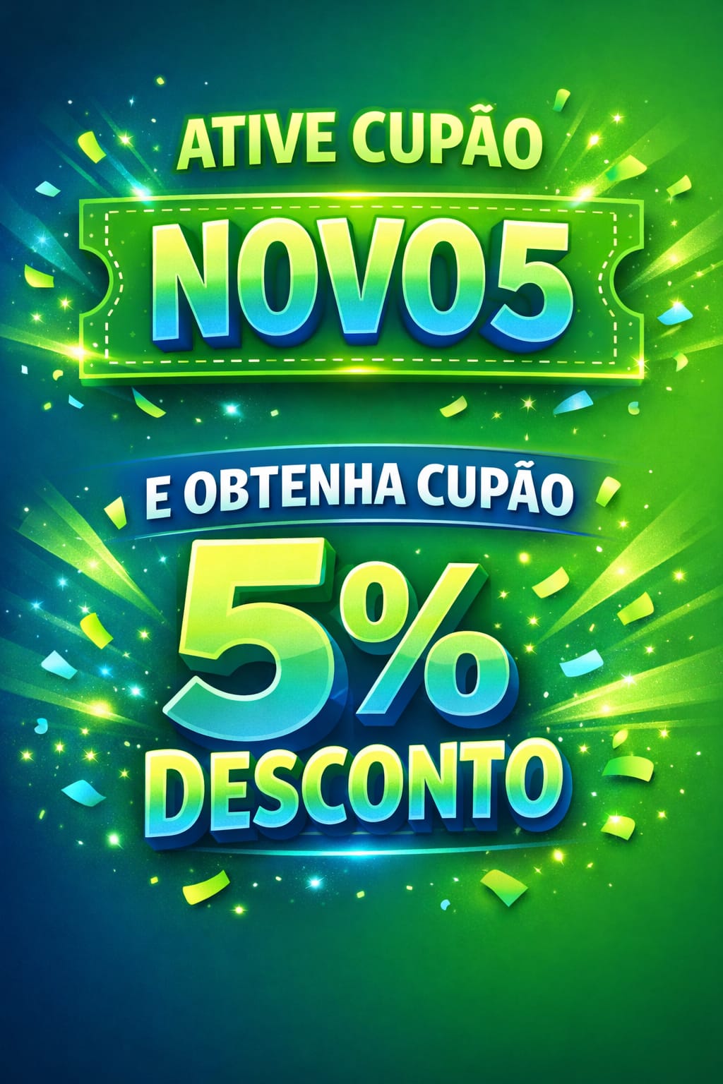 Ative o cupão NOVO5 e receba 5% Desconto 