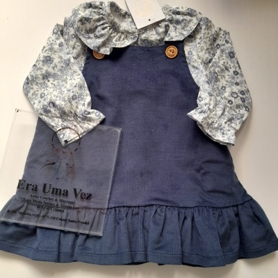 Vestido bombazina e Blusa flores bebé