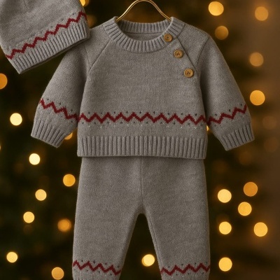 Camisola, calça e gorro de bebé