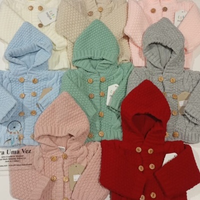 Casaco bebé malha  c/ capuz