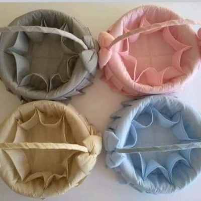 Cesto em Vime Forrado para Produtos do Bebé