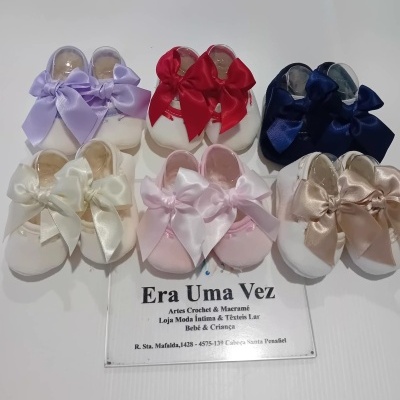 Sapatinho veludo c/laço bebé