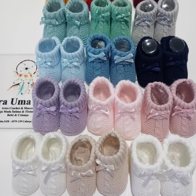 Carapins malha trança c/ laço bebé