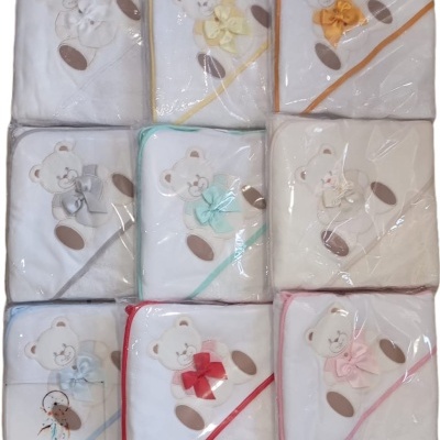 Toalha bebé bordada urso c/ laço