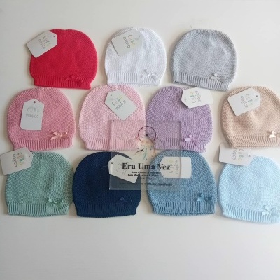 Gorro bebé malha c/ laço