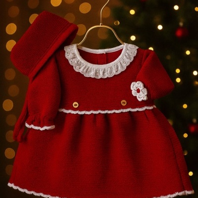 Vestido e touca bebé