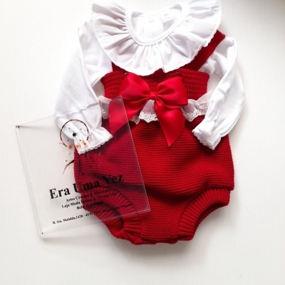 Fofo malha com renda e bodie gola bebé