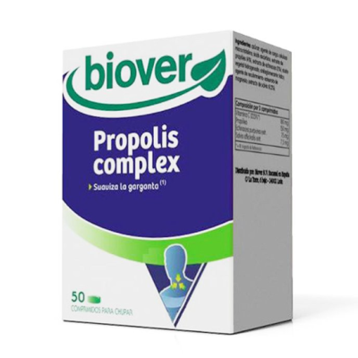 Caixa de comprimidos Biover Propolis complex azul, branco e verde