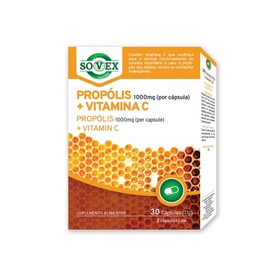 PROPÓLIS 1000MG + VITAMINA C – 30 CÁPSULAS – SOVEX