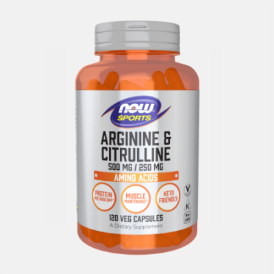 ARGININE & CITRULLINE 500MG – 120 CÁPSULAS – NOW