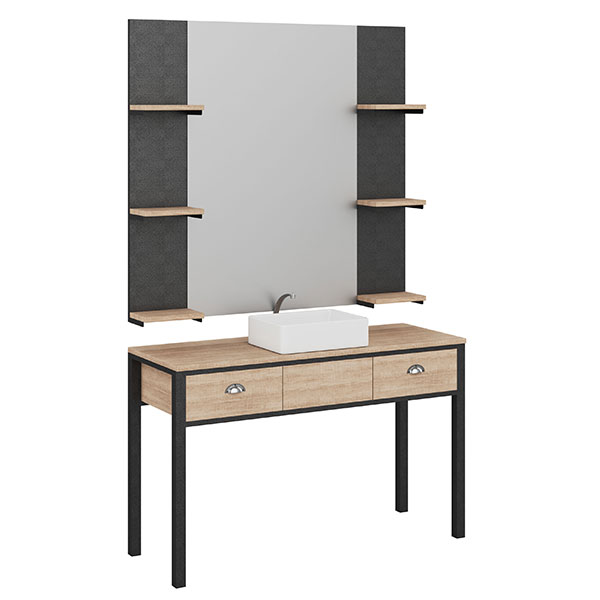 Bancada de barbeiro com bacia e torneira ACB York