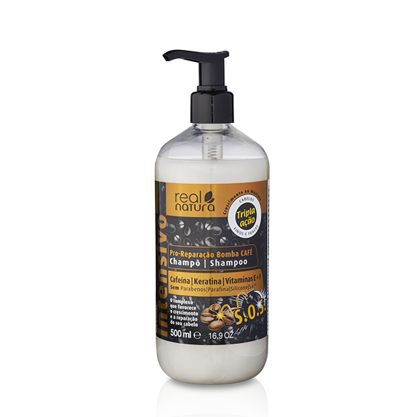 Real Natura CHAMPÔ SEM SAL PRO-REPARAÇÃO BOMBA CAFÉ 500ML