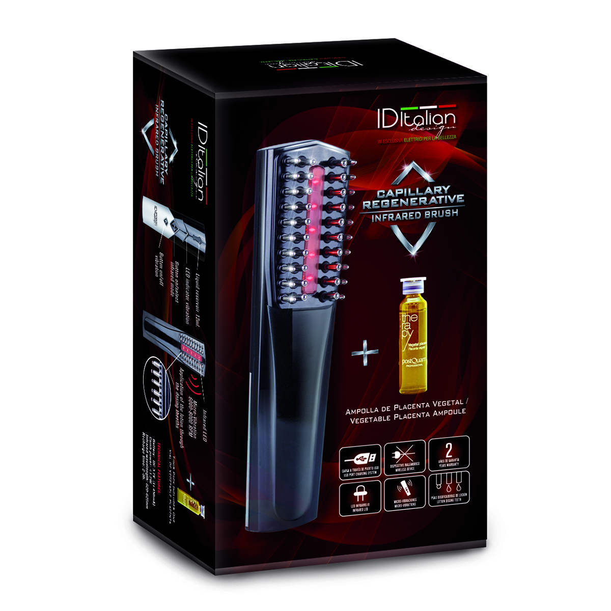 ItalianDesign Escova de regeneração do cabelo + placenta vegetal