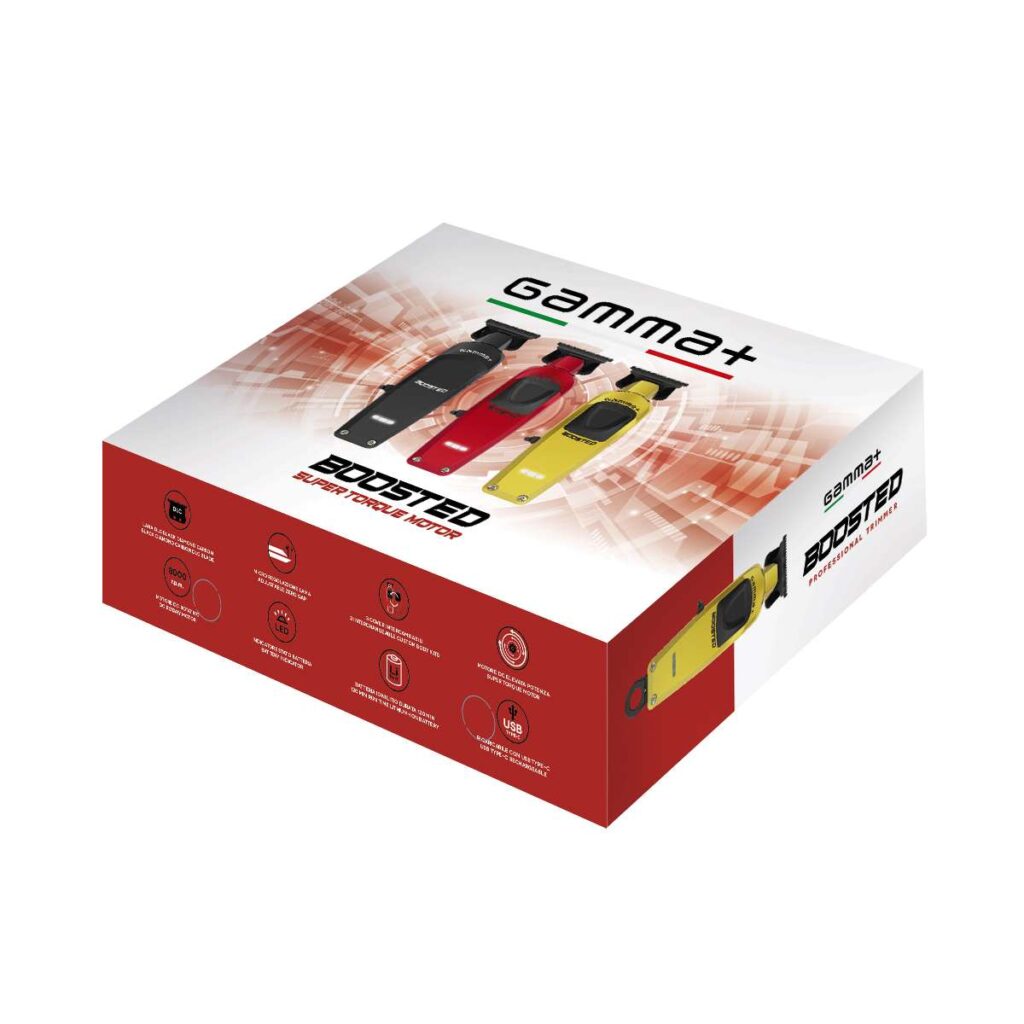 Embalagem do produto GAMMA+ BOOSTED com imagem de três relógios e texto descritivo