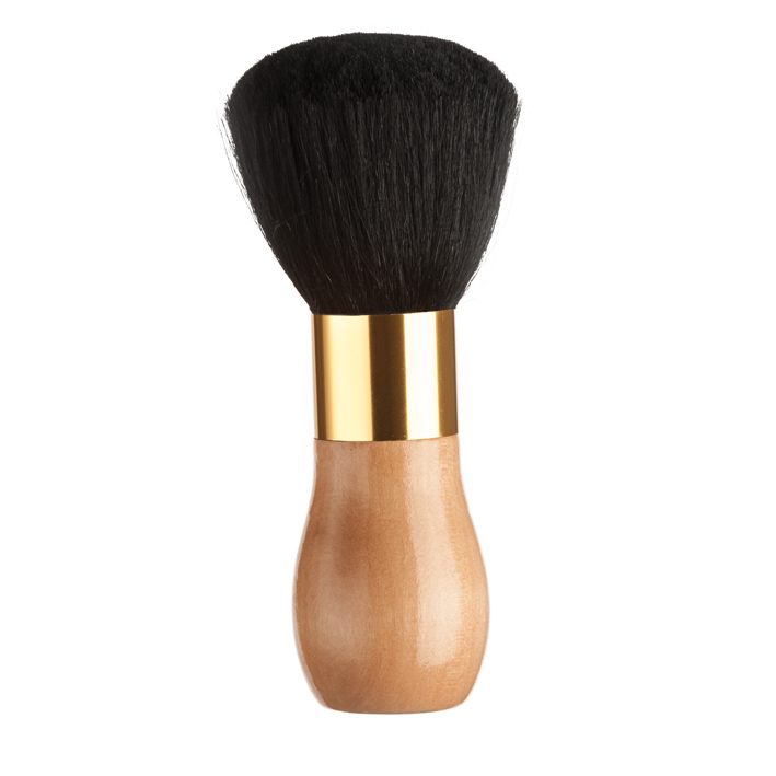 Pincel de maquilhagem com cabo de madeira e cerdas pretas