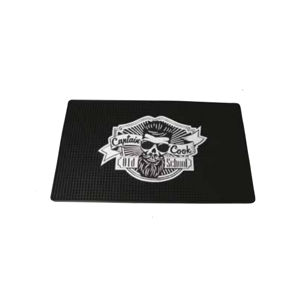 Tapete preto com ilustração e texto Captain Cook Old School